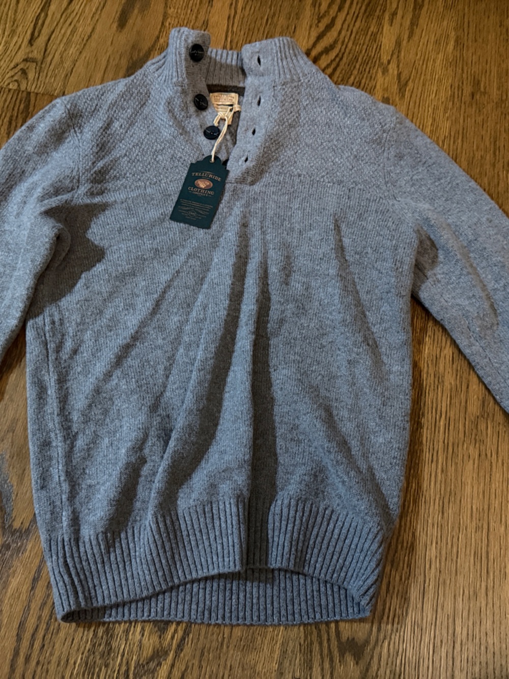 Men's Gray Button-Neck Cardigan Sweater